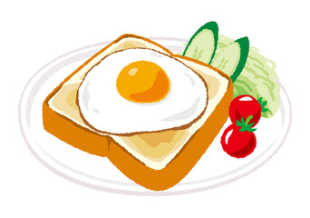 目玉焼きトーストのイラスト