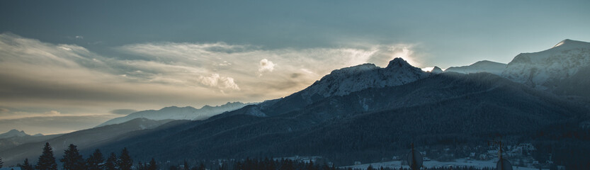 Winter morning panorama of Giewont, Tatra mountains Poland © Arcastardur