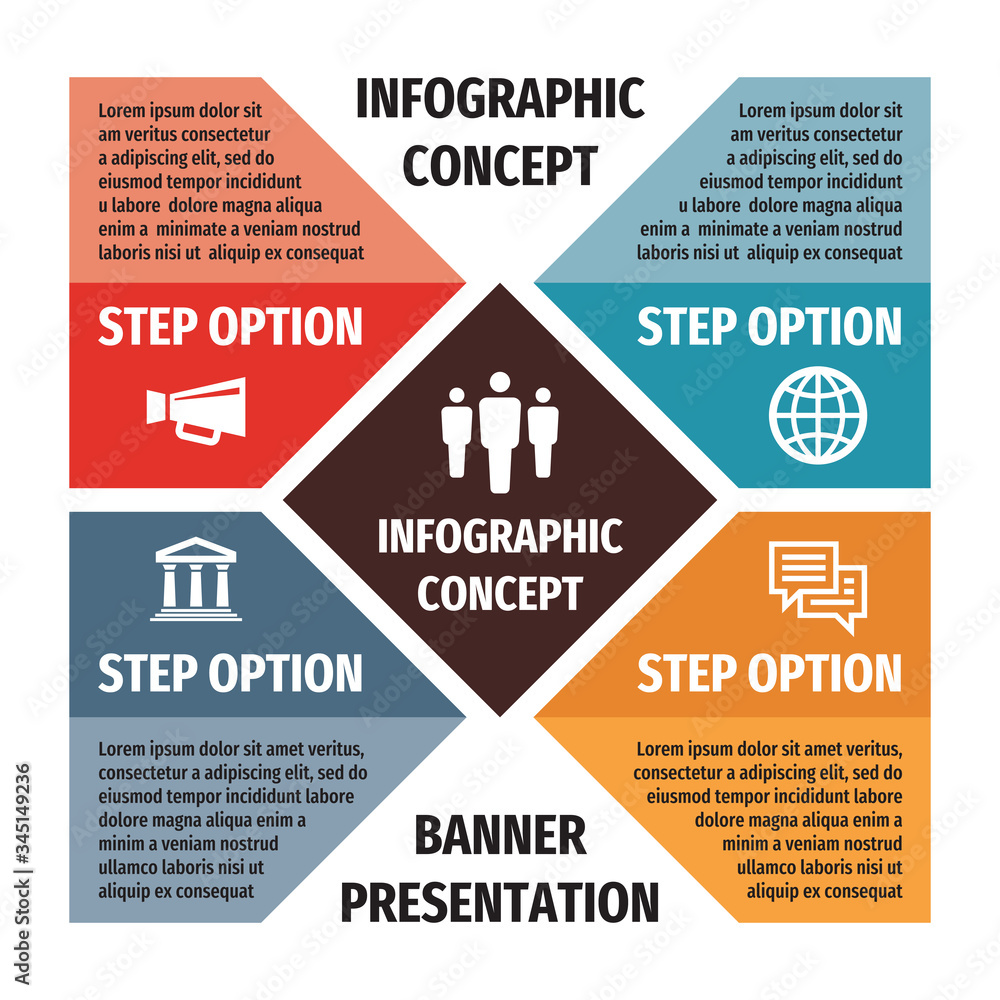 Poster infographic business concept illustration. big data creative banner. abstract layout with icons. fou