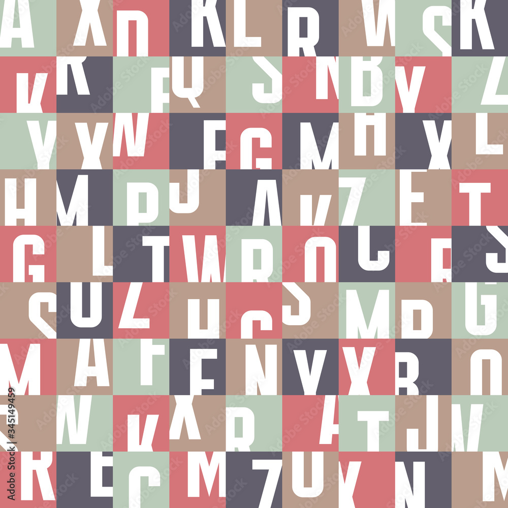 Poster abstract geometric typography letters background - seamless vector pattern. graphic ornament mosaic.