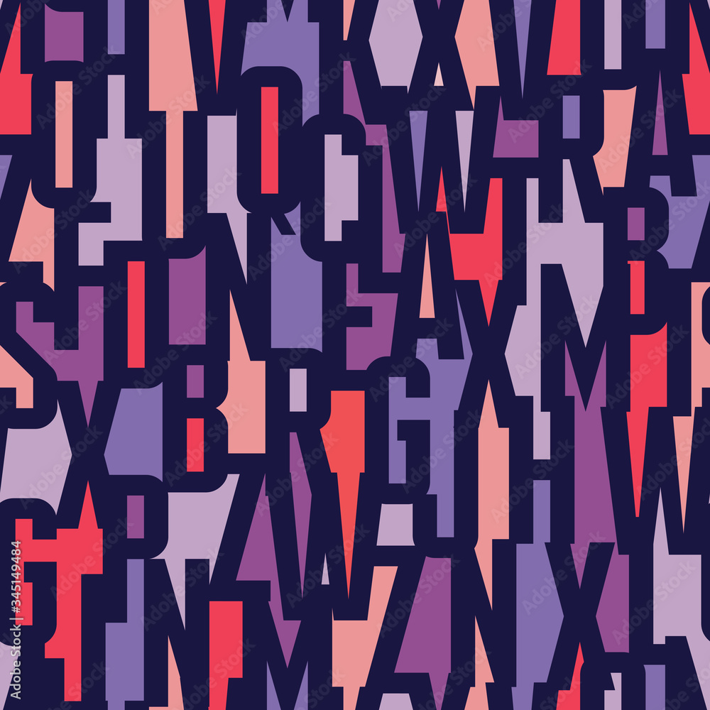 Aufkleber font abstract geometric background - seamless vector colorful pattern. typography lettering concept 