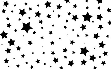 Obraz na płótnie Canvas Abstract pattern with black stars of different size on white background. Vector illustration