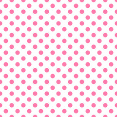 Seamless geometric pattern. Pink circle on white background. Simple repeat ornament. Vector illustration