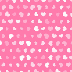 Hearts pattern. White hearts on pink background. Simple ornament. Vector illustration