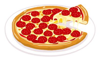 ペパロニピザのイラスト/サラミ