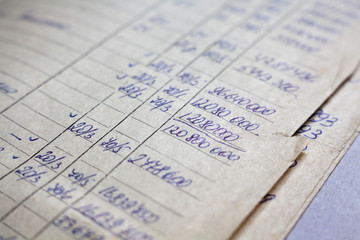 Old paper documents in the archive