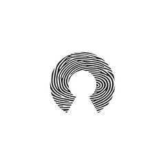 Cyber Logo Design Vector Template. Data security icon. Vector chip with padlock in the center, Cyber security concept logo. Fingerprint cyber security padlock icon