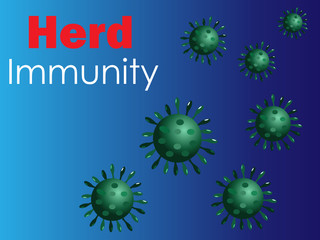 Graphic of coronavirus diseases (COVID-19) with wording "Herd Immunity", strategy to reduce of COVID-19 infection. Isolated on gradient blue. Idea for coronavirus outbreak, awareness and prevention.