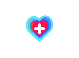 Love red heart with blue strock symbol, logo ,icon