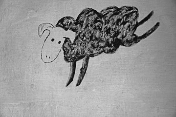 black sheep mural - obrazy, fototapety, plakaty