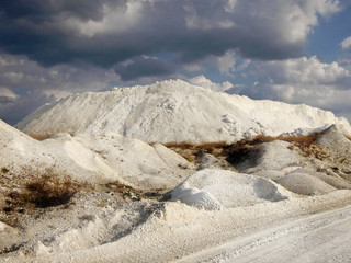 Heaps of chalk in the quarry