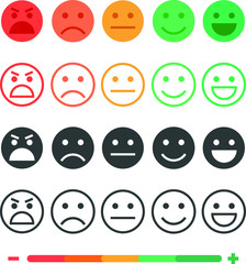 Feedback concept set. Rating satisfaction, quality, opinion, emotions.