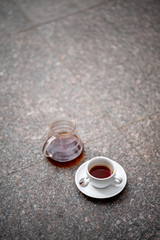 street black cooffee cup kettle spoon daylight coffee break sunlight