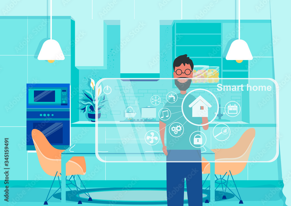 Aufkleber Interface of smart home automation assistant on a virtual screen