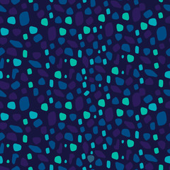 Seamless vector pattern of abstract gravel non-directional stones in blue colors. The design is perfect for backgrounds, decorations, textile, surface design and outside decorations.