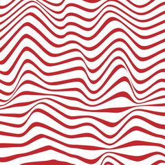 abstract wavy line stripes art in red and white background.