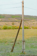 old wooden light pole in rustic style