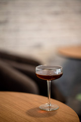 Black filter coffee on the table in cafe glass cup hario pour over cup