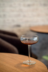 Black filter coffee on the table in cafe glass cup hario pour over cup