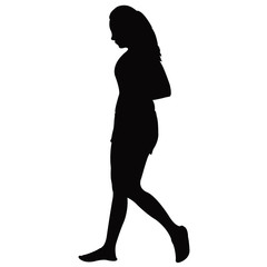 a woman walking body silhouette vector