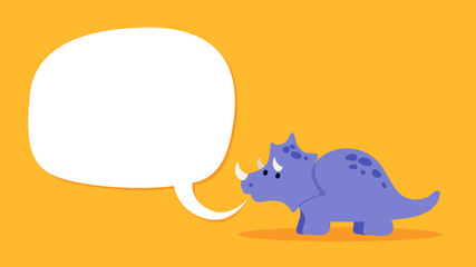 Cute triceratops dinosaur with speech bubble to place your copy