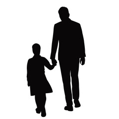a man and child walking body silhouette vector