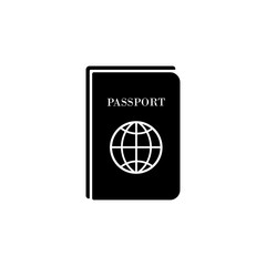 Passport icon in black on isolated white background. EPS 10 vector.