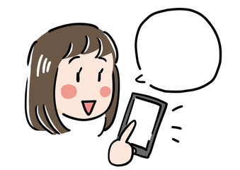 女の子とスマホと吹き出し