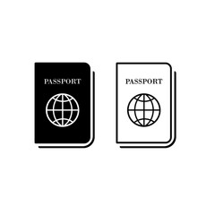 Passport icon set on isolated white background. EPS 10 vector.