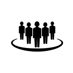 People icon, group of people in black on isolated white background. EPS 10 vector.