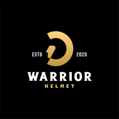Greek Sparta / centurion Helmet Warrior logo design with negative space style
