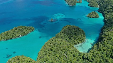 Aerial view of swimming spot called the Milky way in Palau.