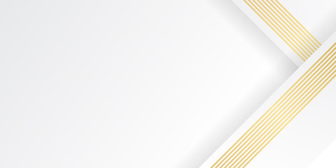 White and gold textile background. Abstract geometric shape white gold background with light and shadow 3D layered for presentation design.