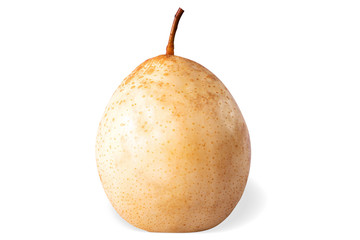 A yellow pear on white background, isolated.