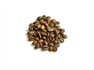 Coffee Beans isolated on white background. Close up view.