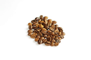 Coffee Beans isolated on white background. Close up view.