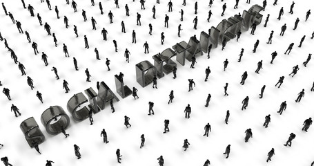 Fototapeta premium Social Distancing Black And White, Keep Safe Distance In Public Society To Protect COVID-19 Coronavirus Outbreak Spreading Concept - 3D Illustration