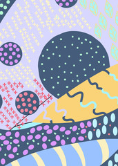 Fototapeta premium Artistic header with flowers and leaves. Graphic design. Hand drawn texture.
