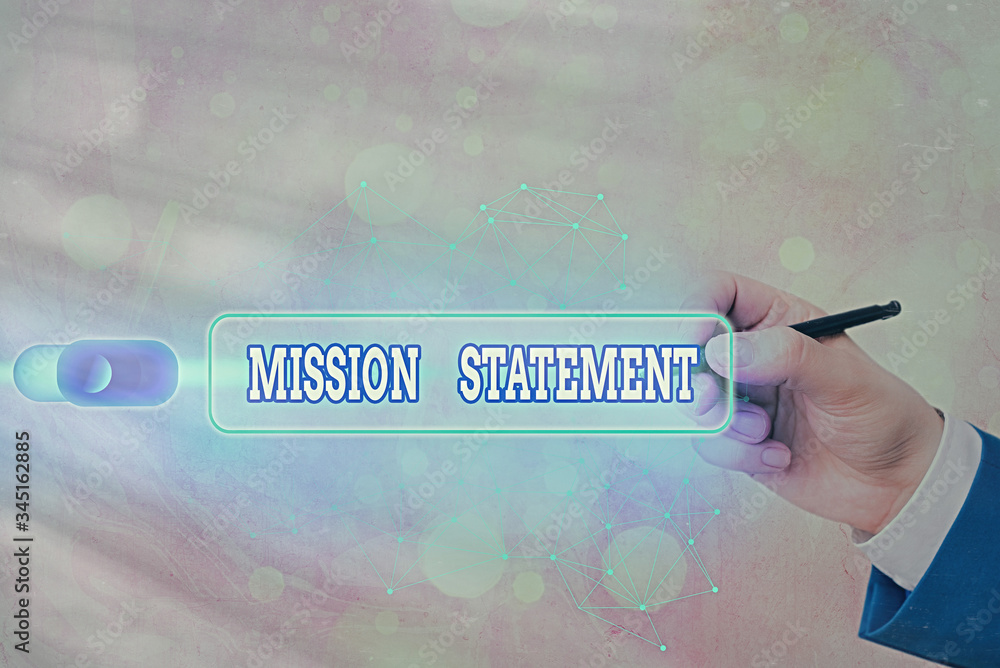 Poster text sign showing mission statement. business photo text formal summary of the aims and values of a 
