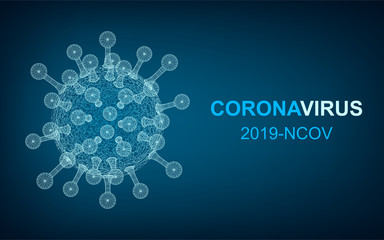 Low poly abstract coronavirus concept. Vector illustration of a viral cell polygon mesh. Illustration of a viral cell