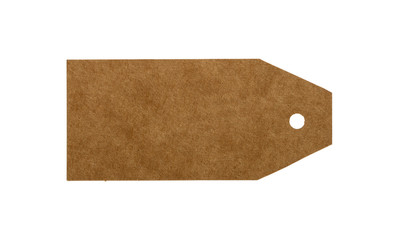 One brown paper label tag isolated on white