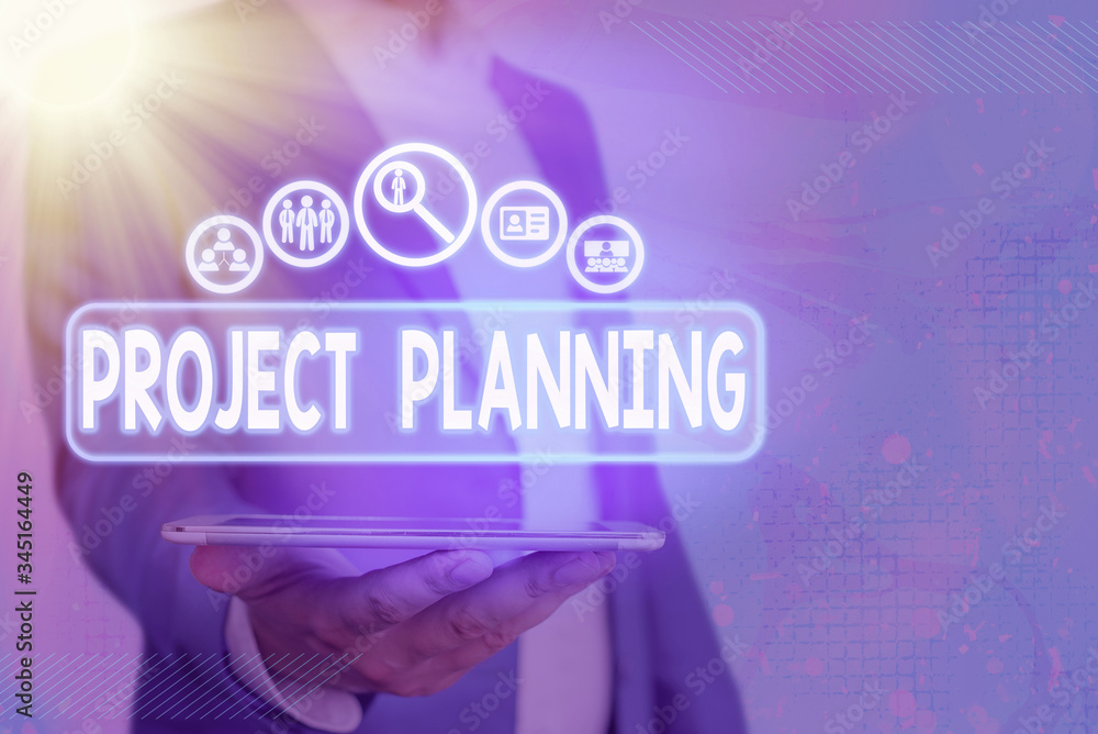 Poster handwriting text project planning. conceptual photo schedules such as gantt charts to plan report pr