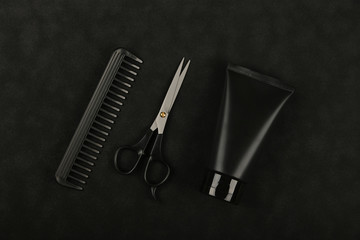 Flat lay of men grooming tools and accessories