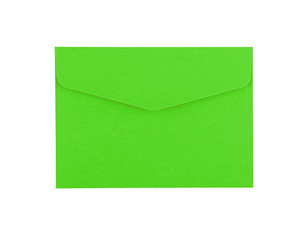 Green paper envelope isolated on white