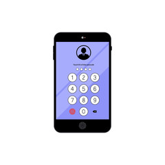 Touch ID or enter passcode, password, interface on smarrtphone icon flat on isolated white background. EPS 10 vector