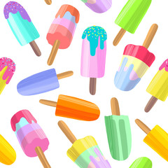 Ice cream background, summer dessert seamless pattern.