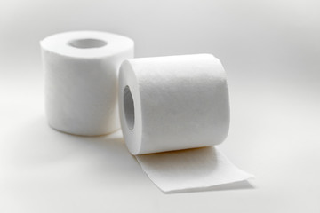 Toilet paper on a white background.