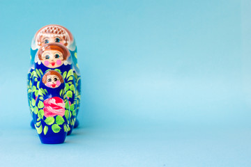 Blue matryoshka, Slavic souvenir.