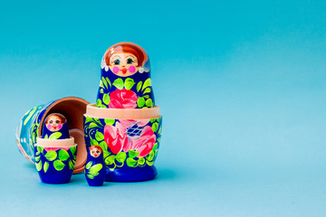 Blue matryoshka, Slavic souvenir.