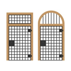 Old door with steel bars vector illustration